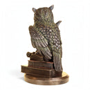 Owl on Books, Quality Heavyweight Cold Cast Bronze Sculpture, Height 23cm