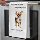 'Love Dogs' Dog breeds Tea Towel, with 'Watching you' funny wording, 100% cotton (Chihuahua)