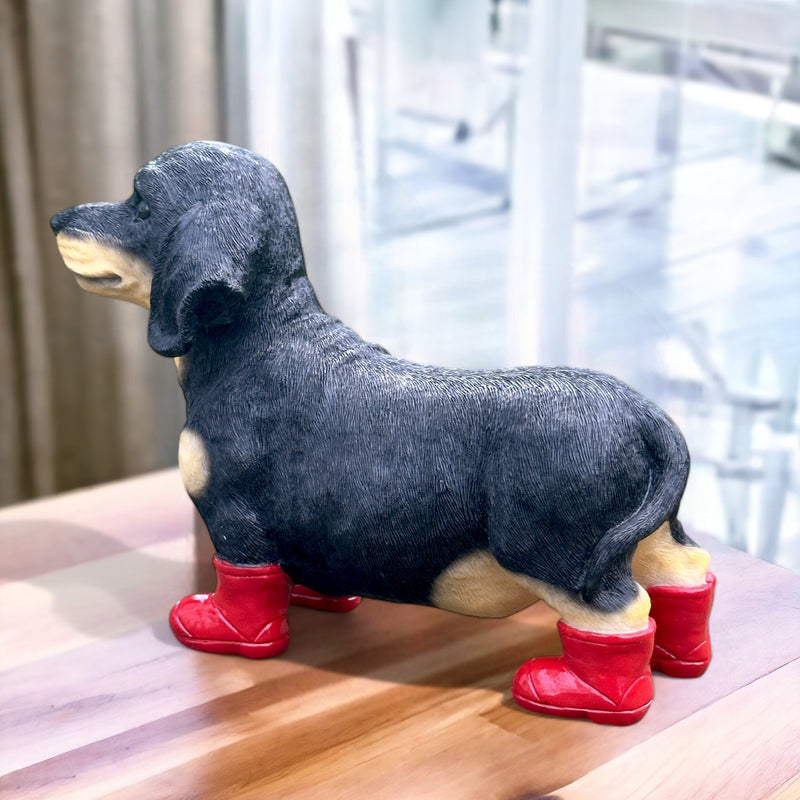 Dachshund in bright Red Wellington Boots ornament, great Sausage Dog lover gift