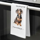 'Love Dogs' Dog breeds Tea Towel, with 'Watching you' funny wording, 100% cotton (Dachshund)