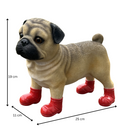 Large Pug in Red Wellingtons 'Welly Dog' figurine home or garden decoration (25cm)