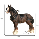 BACK IN STOCK NOVEMBER - Leonardo large (length 22cm) Bay Shire Cart Heavy Horse in harness ornament figurine, gift boxed