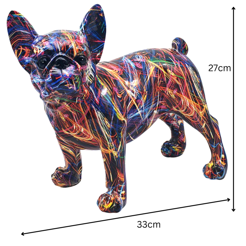 Extra large (33cm) Supernova French Bulldog bright coloured standing Frenchie ornament figurine