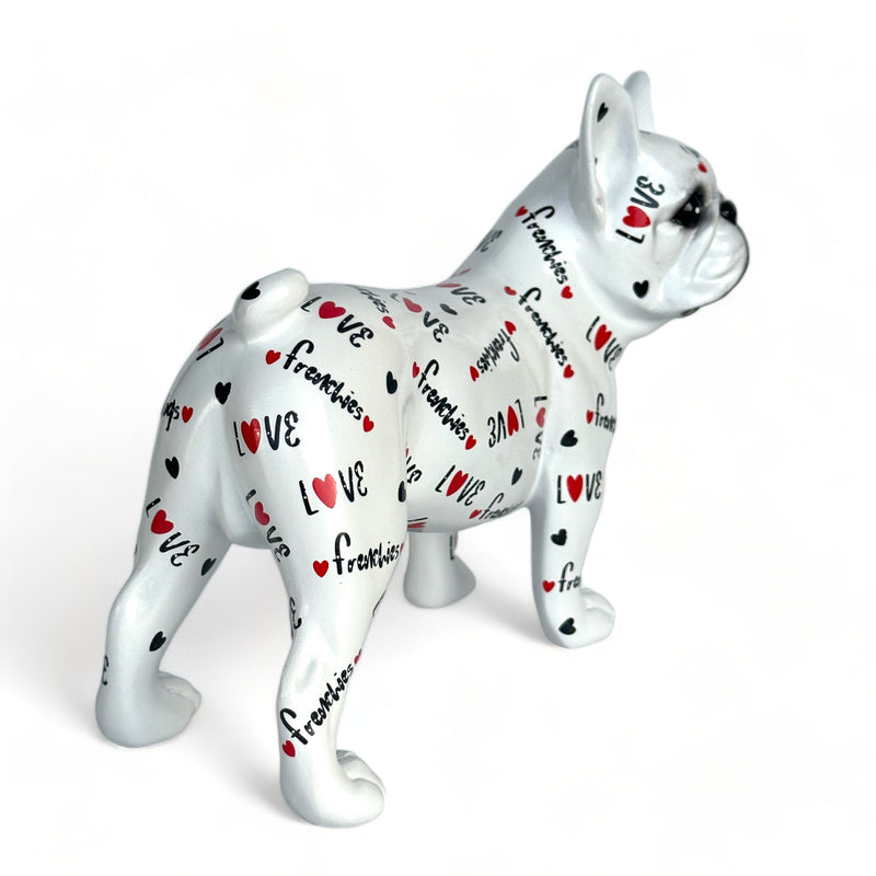 LOVE DOGS French Bulldog figurine, Love Frenchies text & hearts design, 24cm