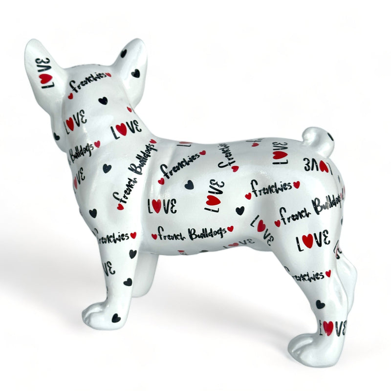 LOVE DOGS French Bulldog figurine, Love Frenchies text & hearts design, 24cm