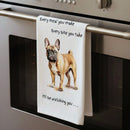 'Love Dogs' Dog breeds Tea Towel, with 'Watching you' funny wording, 100% cotton (French Bulldog)