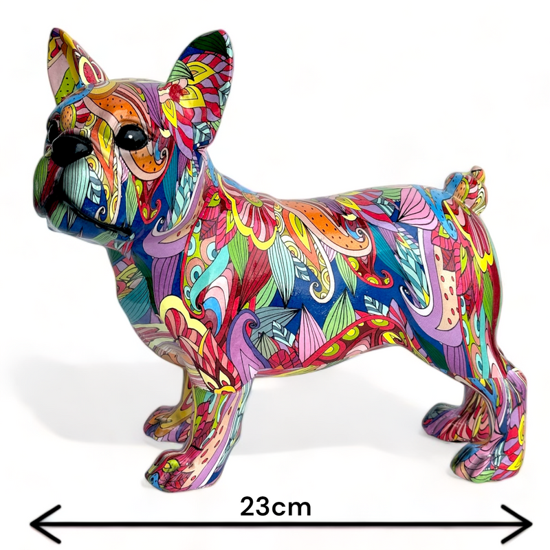GROOVY ART bright coloured standing French Bulldog ornament figurine, Frenchie lover gift