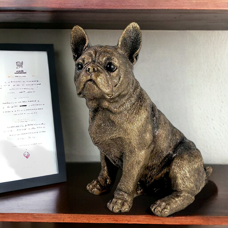 Leonardo French Bulldog Frenchie Bronzed ornament figurine, Animal Crackers Exclusive, in gold Leonardo gift boxed