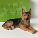 Realistic Laying German Shepherd Dog figurine, 18cm, Gift Boxed