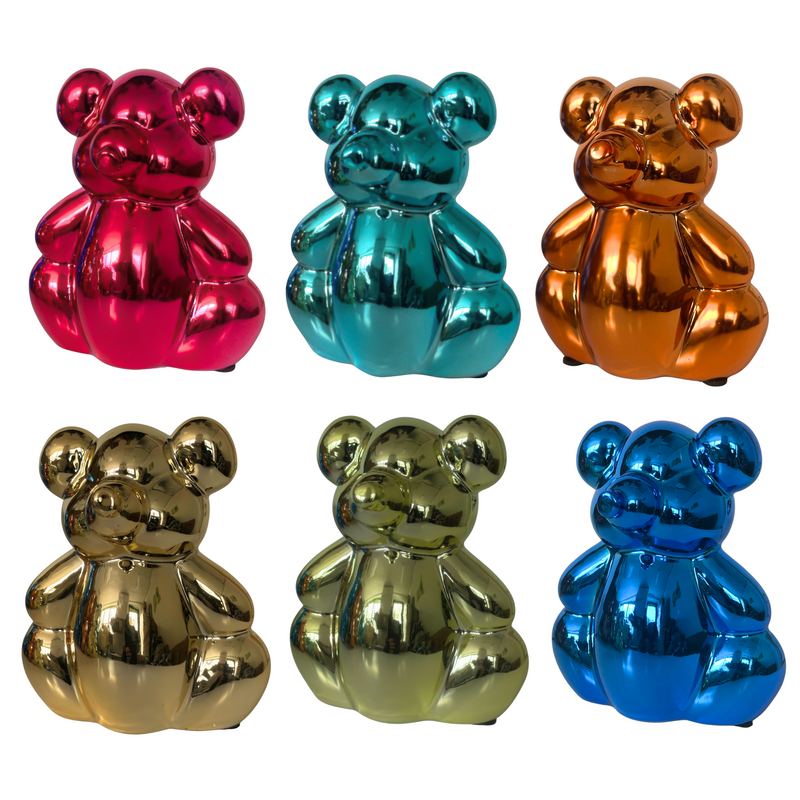Pomme Pidou 'Waldo' Folly Fiesta mirror finish ceramic Teddy Bear shaped Money Box (Small)