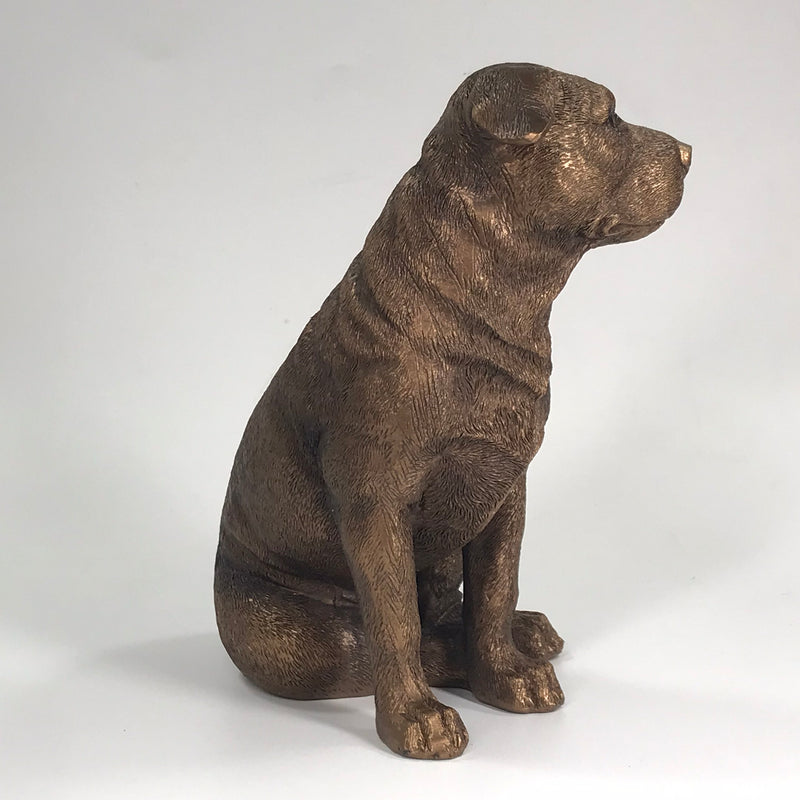 Staffordshire Bull Terrier ornament figurine from the Leonardo Reflections Bronzed range, gift boxed