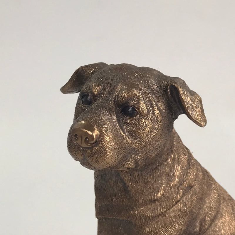 Staffordshire Bull Terrier ornament figurine from the Leonardo Reflections Bronzed range, gift boxed