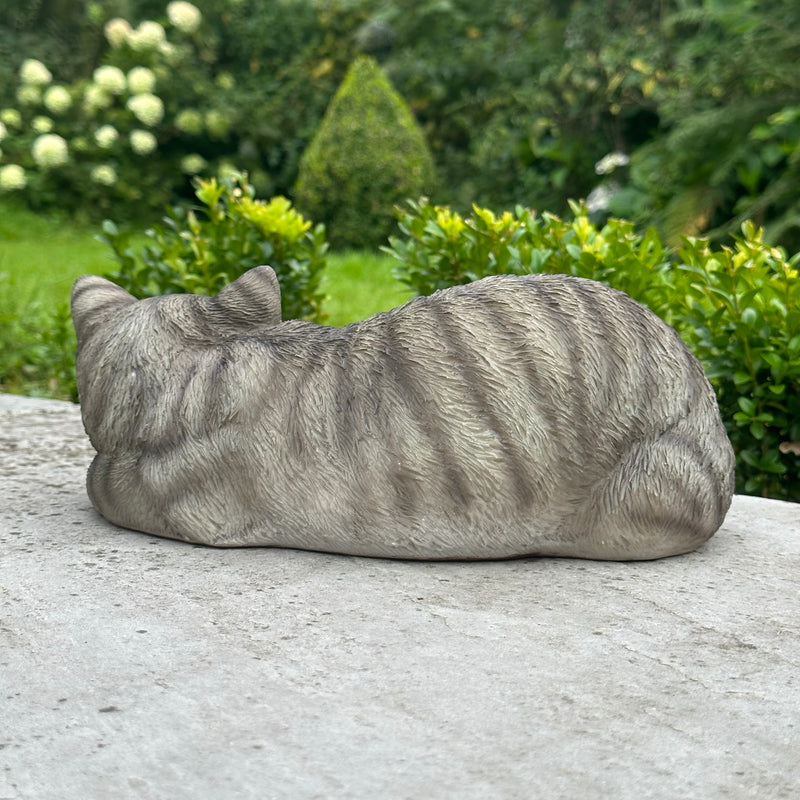 Sleeping Grey Cat ornament, home or garden decoration