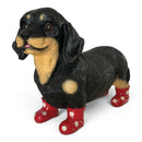 Special Edition Dachshund in Red Wellington Boots with Daisies Pattern figurine, 25cm