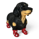 Special Edition Dachshund in Red Wellington Boots with Daisies Pattern figurine, 25cm