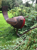 WATCH OUR VIDEO > Robin balance stake, metal robin on branch garden ornament mobile