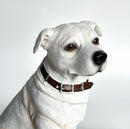 White sitting Staffordshire Bull Terrier ornament 18cm high, Leonardo range, gift boxed