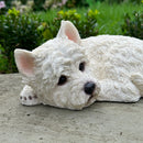 Laying West Highland Terrier figurine, indoor or garden ornament or memorial