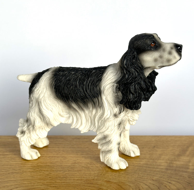 Black & White Cocker Spaniel ornament sculpture figurine Leonardo, gift boxed