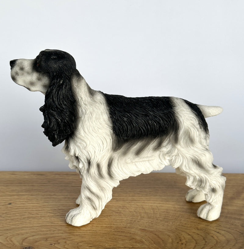 Black & White Cocker Spaniel ornament sculpture figurine Leonardo, gift boxed