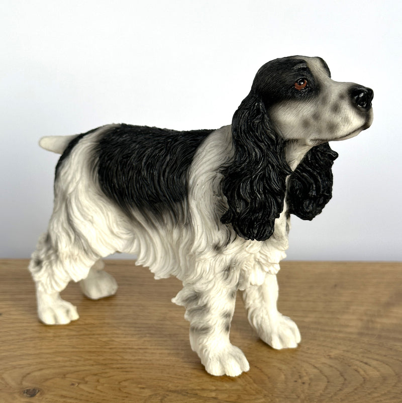 Black & White Cocker Spaniel ornament sculpture figurine Leonardo, gift boxed