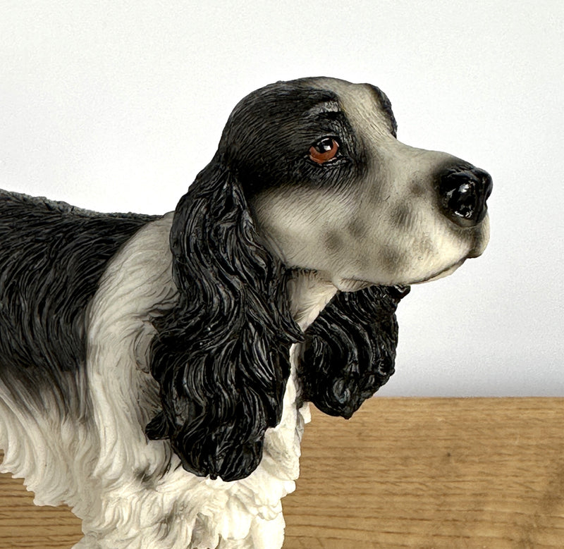 Black & White Cocker Spaniel ornament sculpture figurine Leonardo, gift boxed