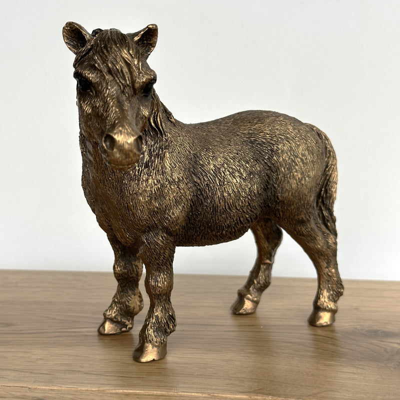 Shetland Pony horse ornament figurine from the Leonardo Bronzed Reflections range, gift boxed
