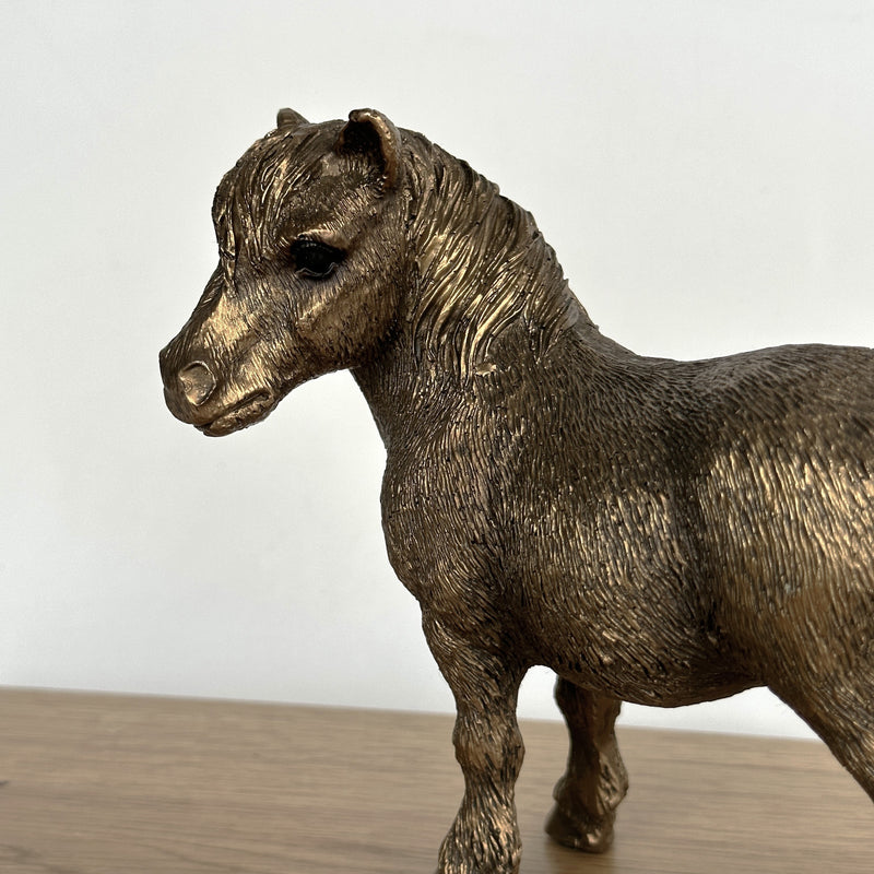 Shetland Pony horse ornament figurine from the Leonardo Bronzed Reflections range, gift boxed