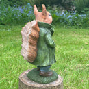 Mr Squirrel figurine ornament dressed in suit and holding stop watch garden decoration