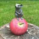Mouse on apple ornament, indoor or garden decoration