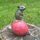 Mouse on apple ornament, indoor or garden decoration