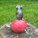 Mouse on apple ornament, indoor or garden decoration