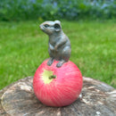 Mouse on apple ornament, indoor or garden decoration