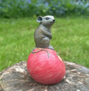 Mouse on apple ornament, indoor or garden decoration