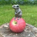 Mouse on apple ornament, indoor or garden decoration