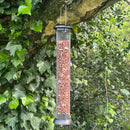 Heavy duty 40cm tube wild bird nut feeder in Hammertone finish, from Johnston & Jeff