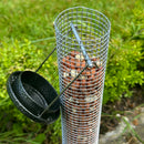 Heavy duty 40cm tube wild bird nut feeder in Hammertone finish, from Johnston & Jeff