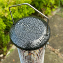 Heavy duty 40cm tube wild bird nut feeder in Hammertone finish, from Johnston & Jeff