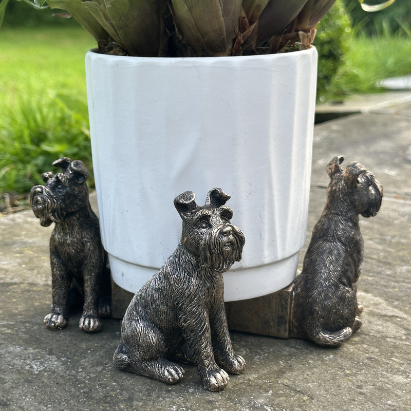 schnauzer plant pot SET of 3 Schnauzer Dog shaped Plant Flower Pot Stands