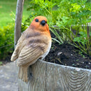 SET of 2 Robin flower pot hangers, novelty garden ornament bird lover gift