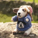 Pachamama Joanna On A Journey Felted Smiley Dog Ornament With Knitted Accessories