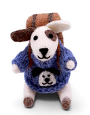 Pachamama Joanna On A Journey Felted Smiley Dog Ornament With Knitted Accessories