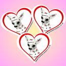 Set of 3 stickers with cute 'Love Dogs' Chihuahua