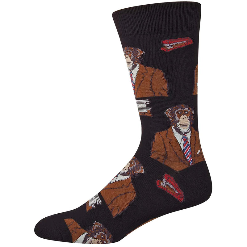 Men's Monkey socks Socksmith 'Monkey Biz' design, novelty fun socks, one size, quality cotton mix