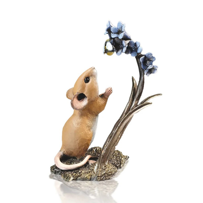 Richard Cooper Studio Bronze Mouse with Bluebells and Bee by Michael Simpson