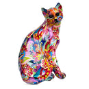 Large Groovy Art bright colour Sitting Cat ornament figure cat lover gift (28cm)
