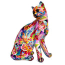 Large Groovy Art bright colour Sitting Cat ornament figure cat lover gift (28cm)