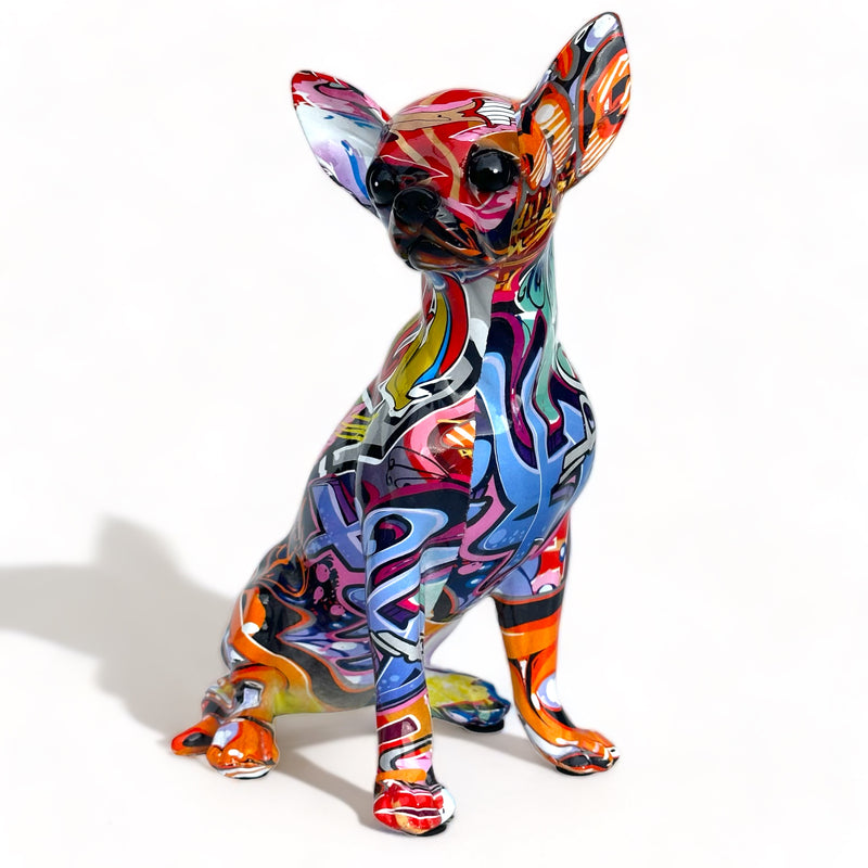 Graffiti Art Chihuahua figurine by Lesser & Pavey, bright coloured glossy finish, boxed