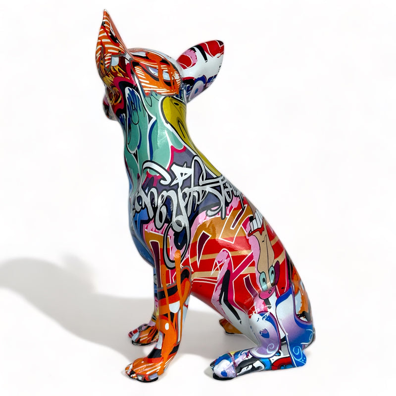 Graffiti Art Chihuahua figurine by Lesser & Pavey, bright coloured glossy finish, boxed