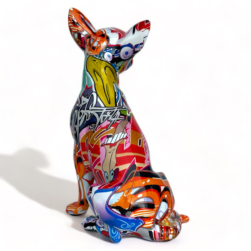 Graffiti Art Chihuahua figurine by Lesser & Pavey, bright coloured glossy finish, boxed